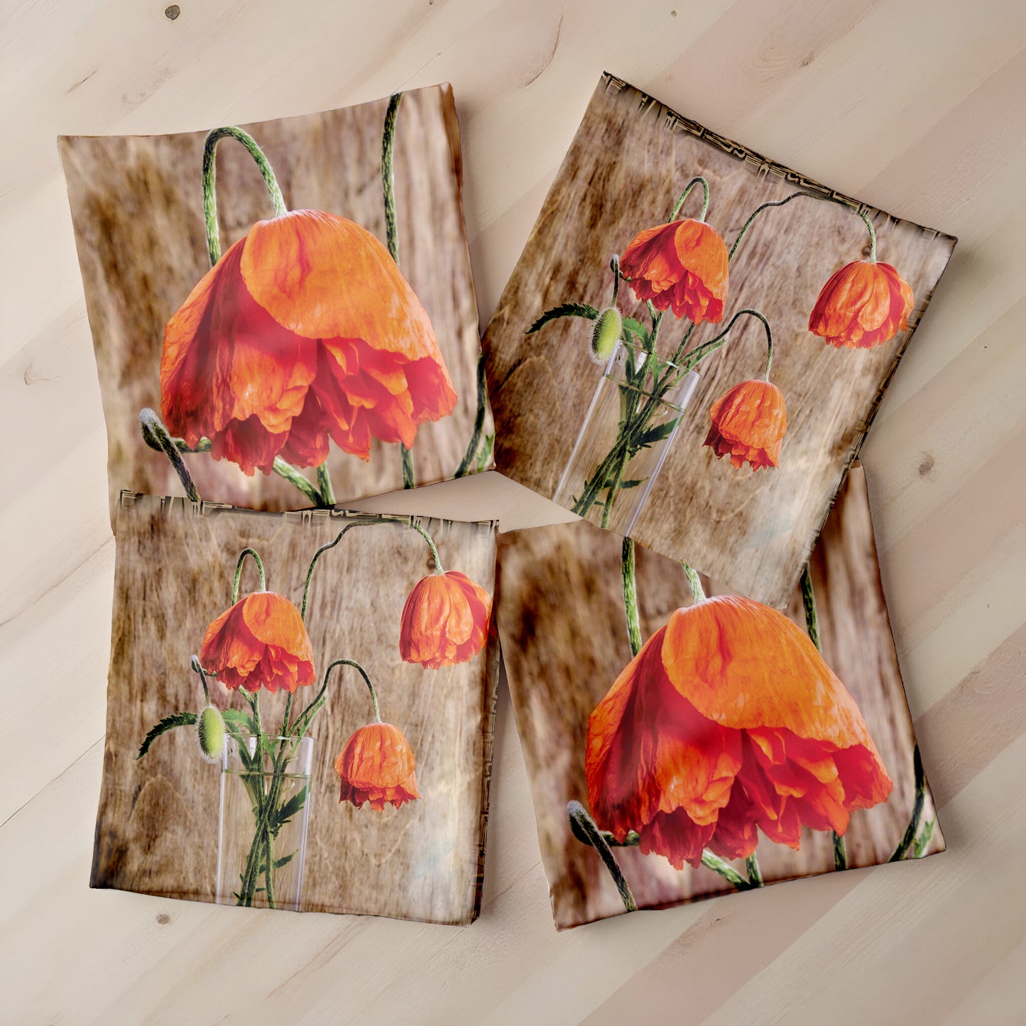 Poppy Flowers Luxury Scatter Covers (Set of 4)
