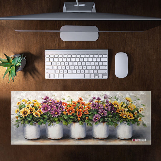 Potted Flowers Desk Pad by Stella Bruwer