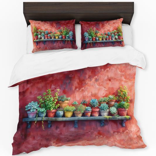 Potted Succulents Duvet Cover Set
