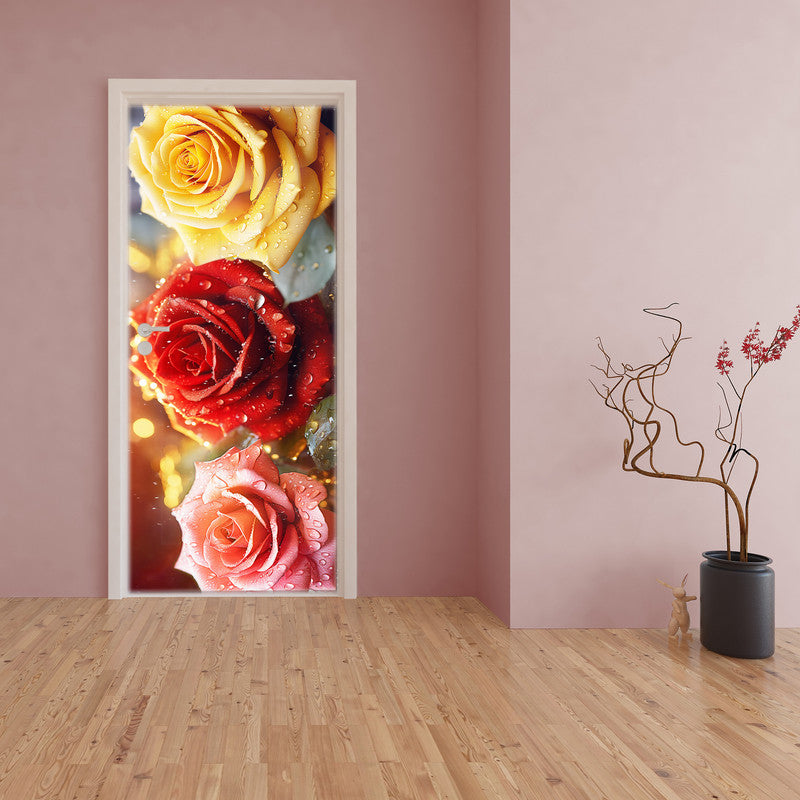 Pretty Roses Door Decoupage