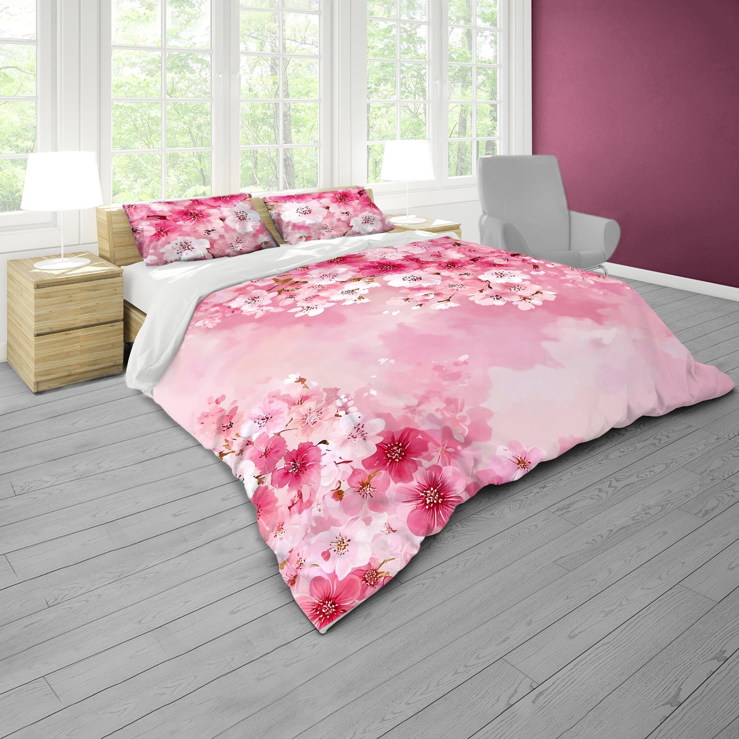 Pretty Pink Blossoms Duvet Cover Set