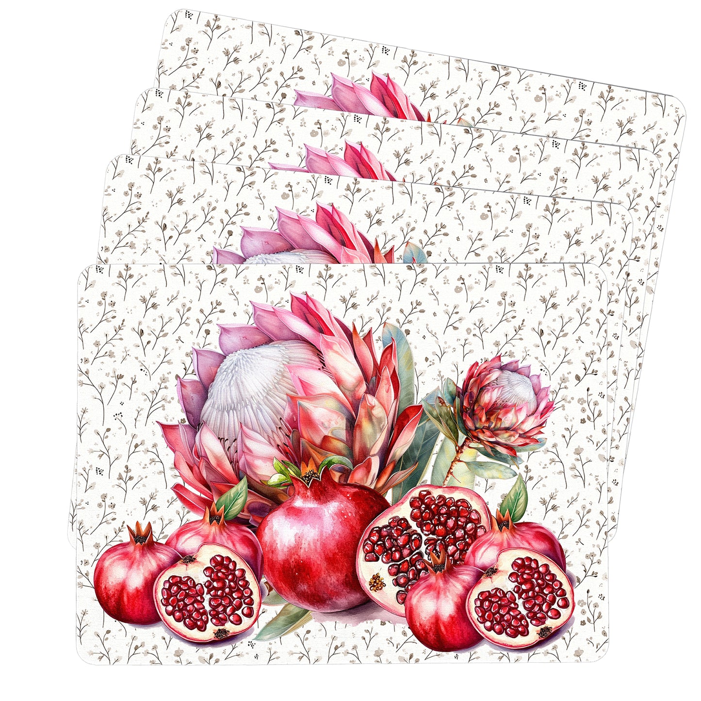 Pretty Protea & Pomegranate Placemats by Mark van Vuuren