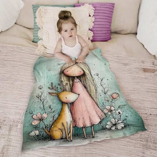 Princess and the Deer Toddler Fleece Blanket