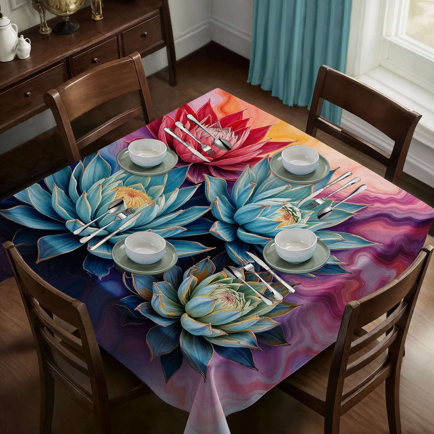 Prismatic Succulents Square Tablecloth