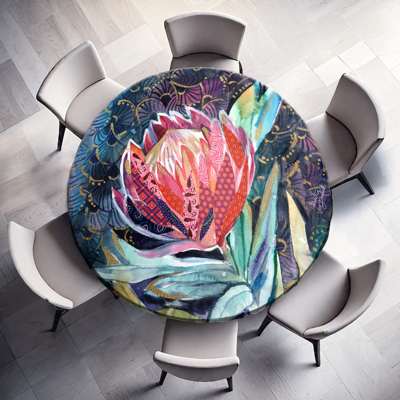 Protea Round Tablecloth by Kristin van Lieshout