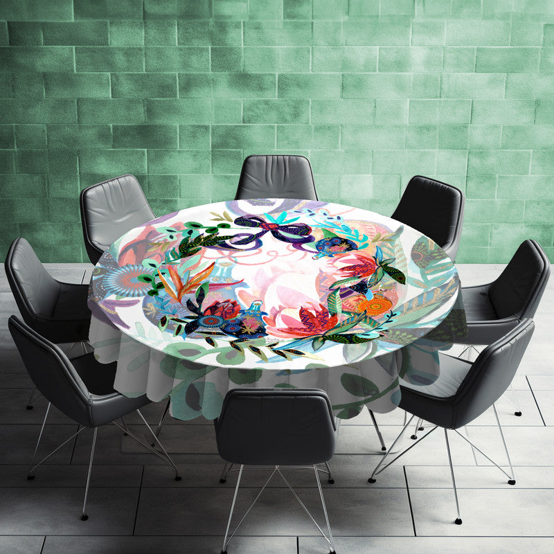 Protea Weath Round Tablecloth by Kristin van Lieshout