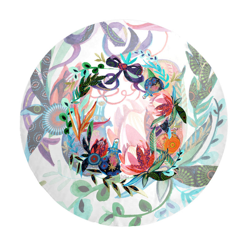 Protea Weath Round Tablecloth by Kristin van Lieshout