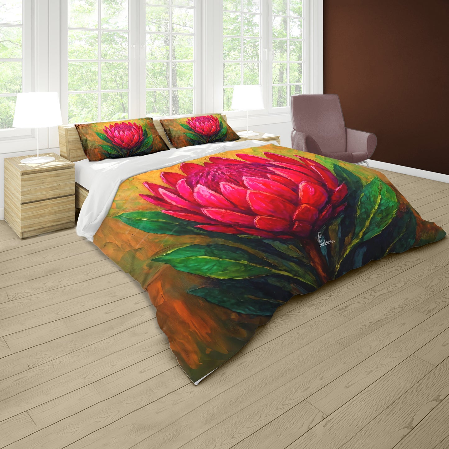 Protea Bloom Explosion Duvet Cover Set by Nathan Pieterse