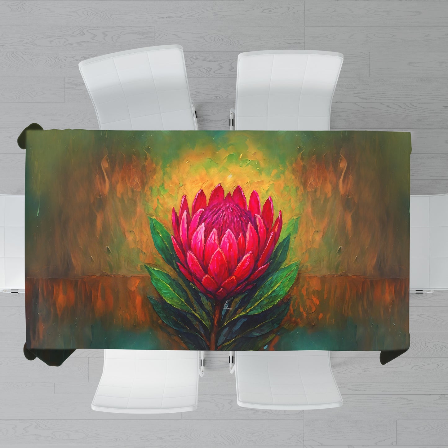 Protea Bloom Explosion Rectangle Tablecloth by Nathan Pieterse