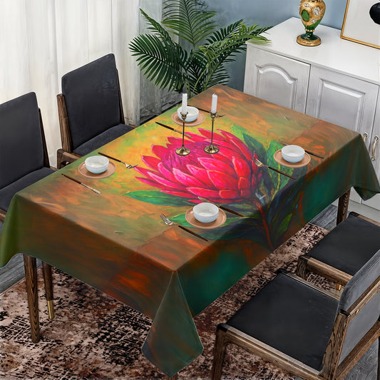 Protea Bloom Explosion Rectangle Tablecloth by Nathan Pieterse