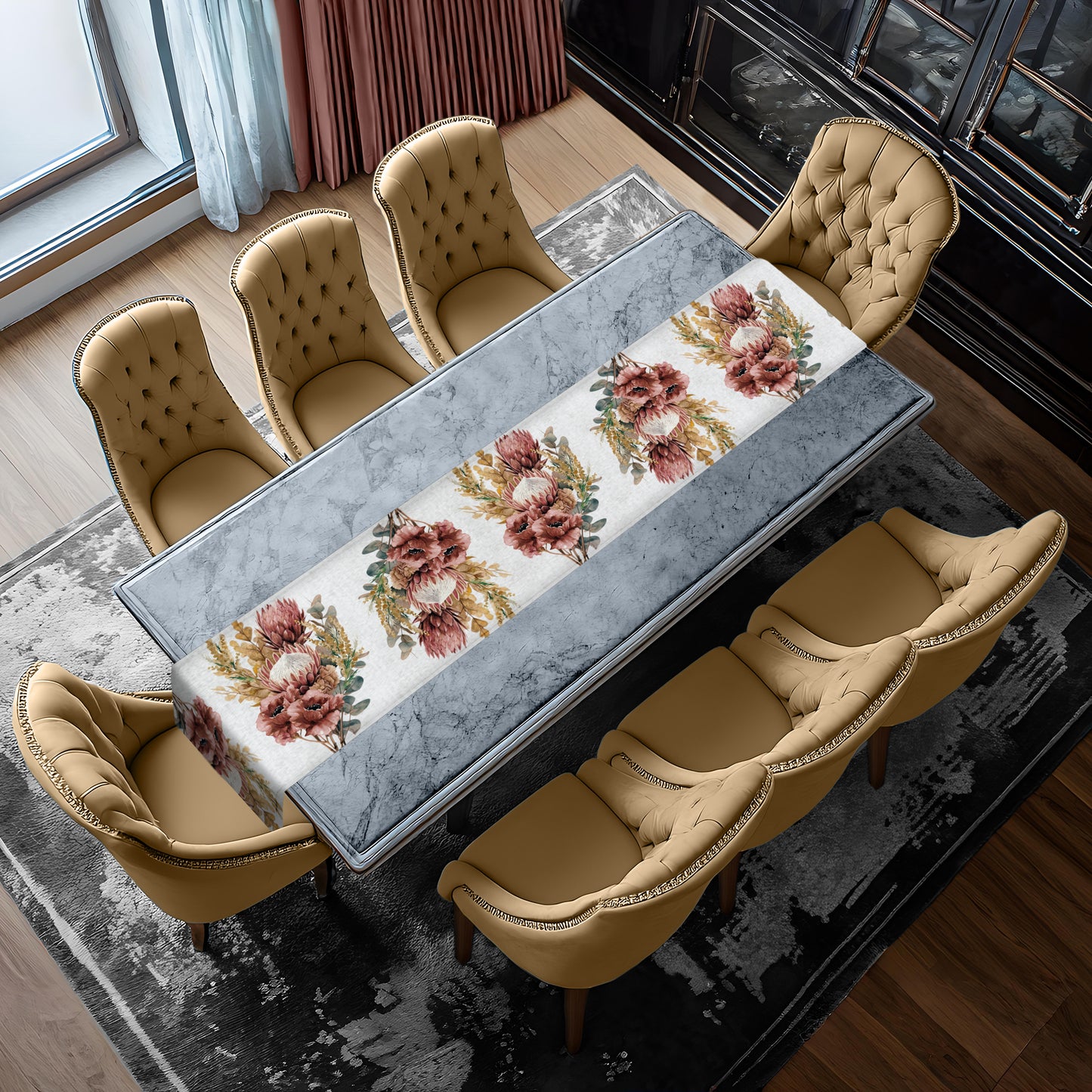 Protea Bouquet Table Runner by Mark van Vuuren