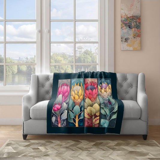 Protea Haze Light Weight Fleece Blanket by Wikus Schalkwyk