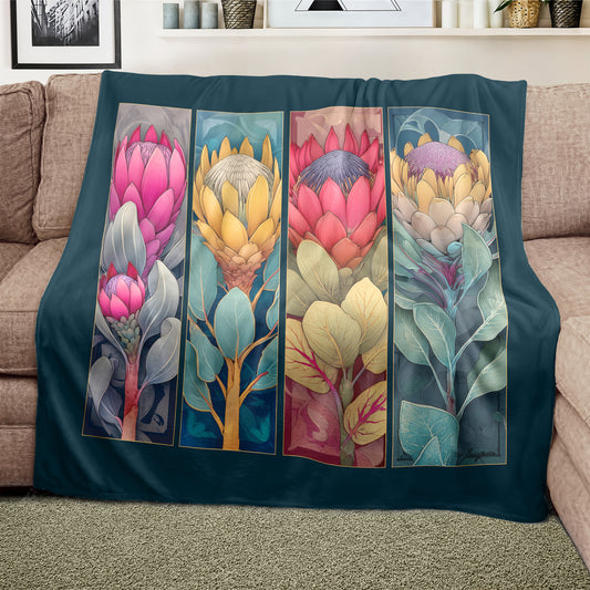 Protea Haze Light Weight Fleece Blanket by Wikus Schalkwyk