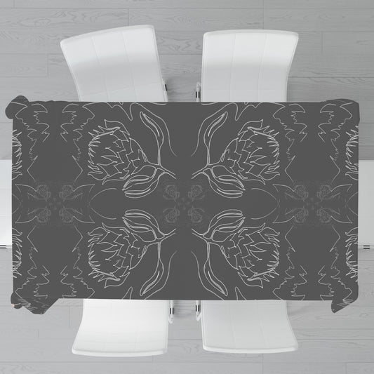 Protea Line Art on Slate By Fifo Rectangle Tablecloth