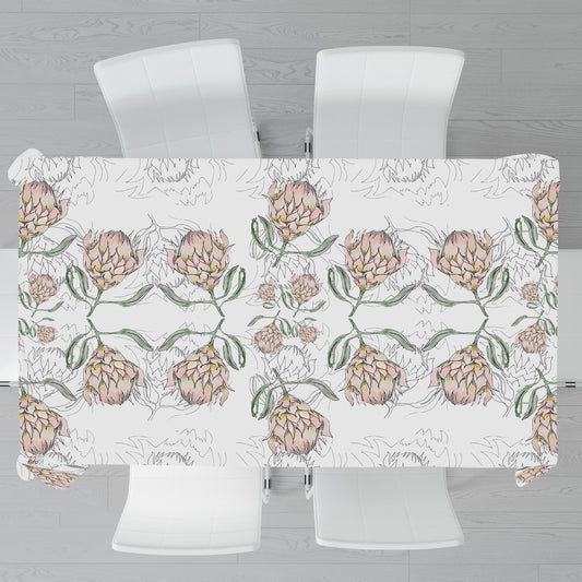 Protea Pattern on Pale Grey By Fifo Rectangle Tablecloth
