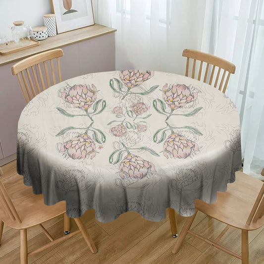 Protea Pattern on Sand Round Tablecloth By Fifo