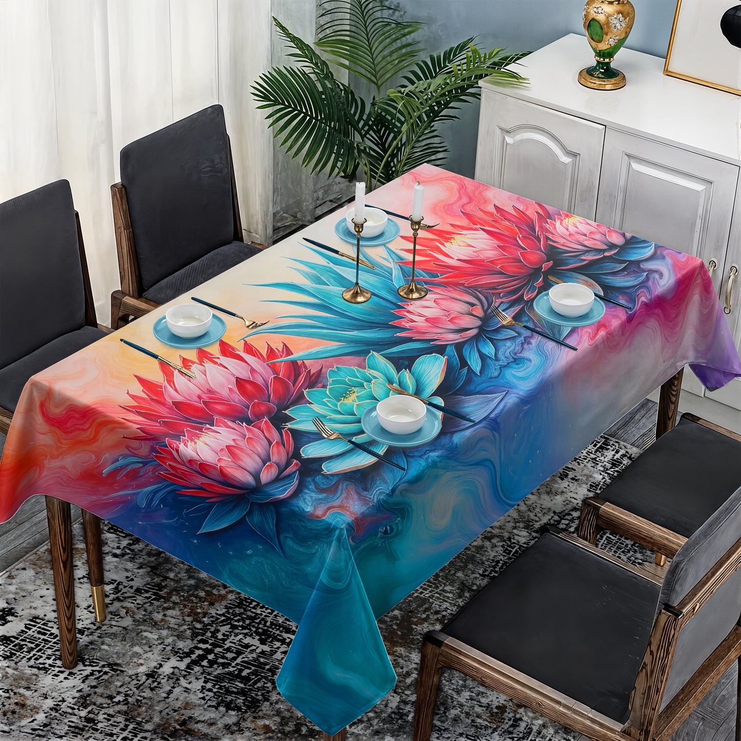 Protea Succulent Bloomwave Rectangle Tablecloth