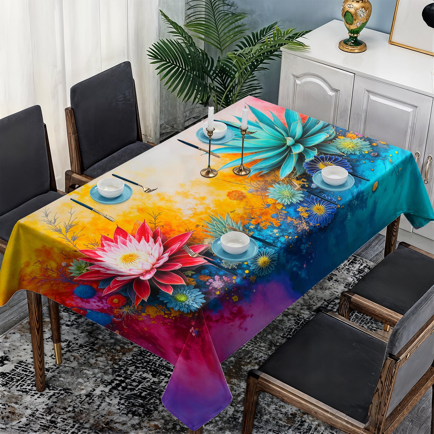 Protea Succulent Colorburst Rectangle Tablecloth