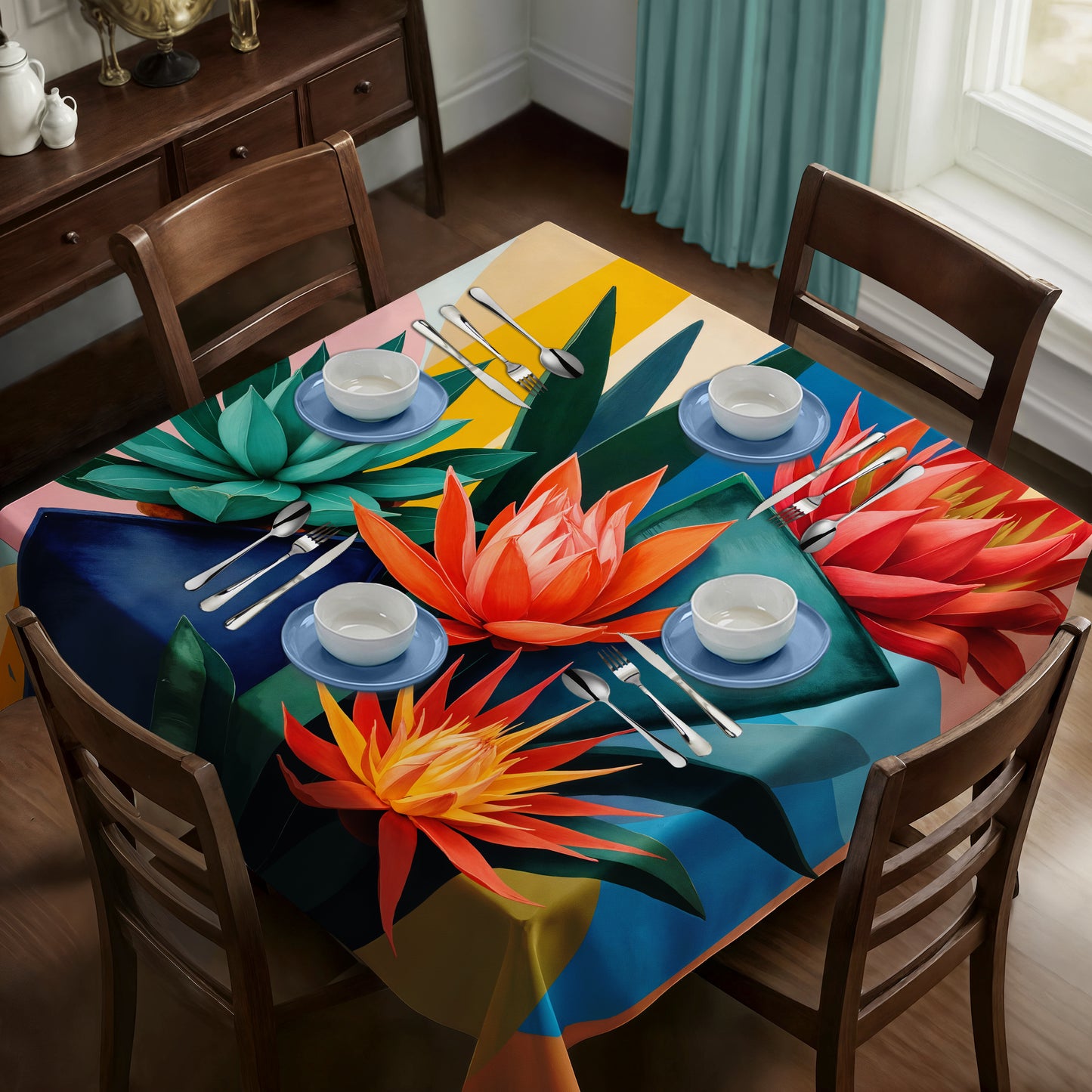 Protea Succulent Fractals Square Tablecloth