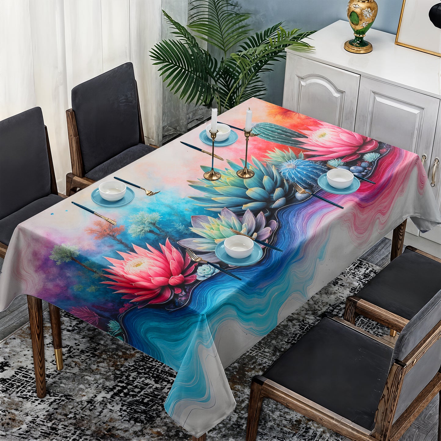 Protea Succulent Symphony Rectangle Tablecloth