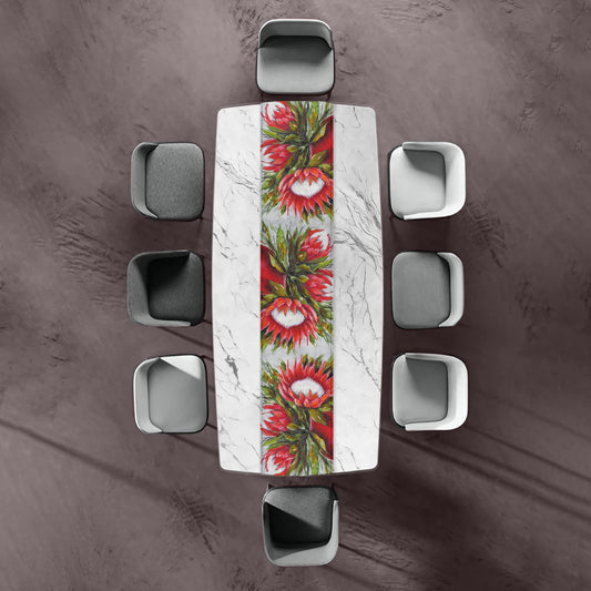 Protea Red Pot By Stella Bruwer Table Runner
