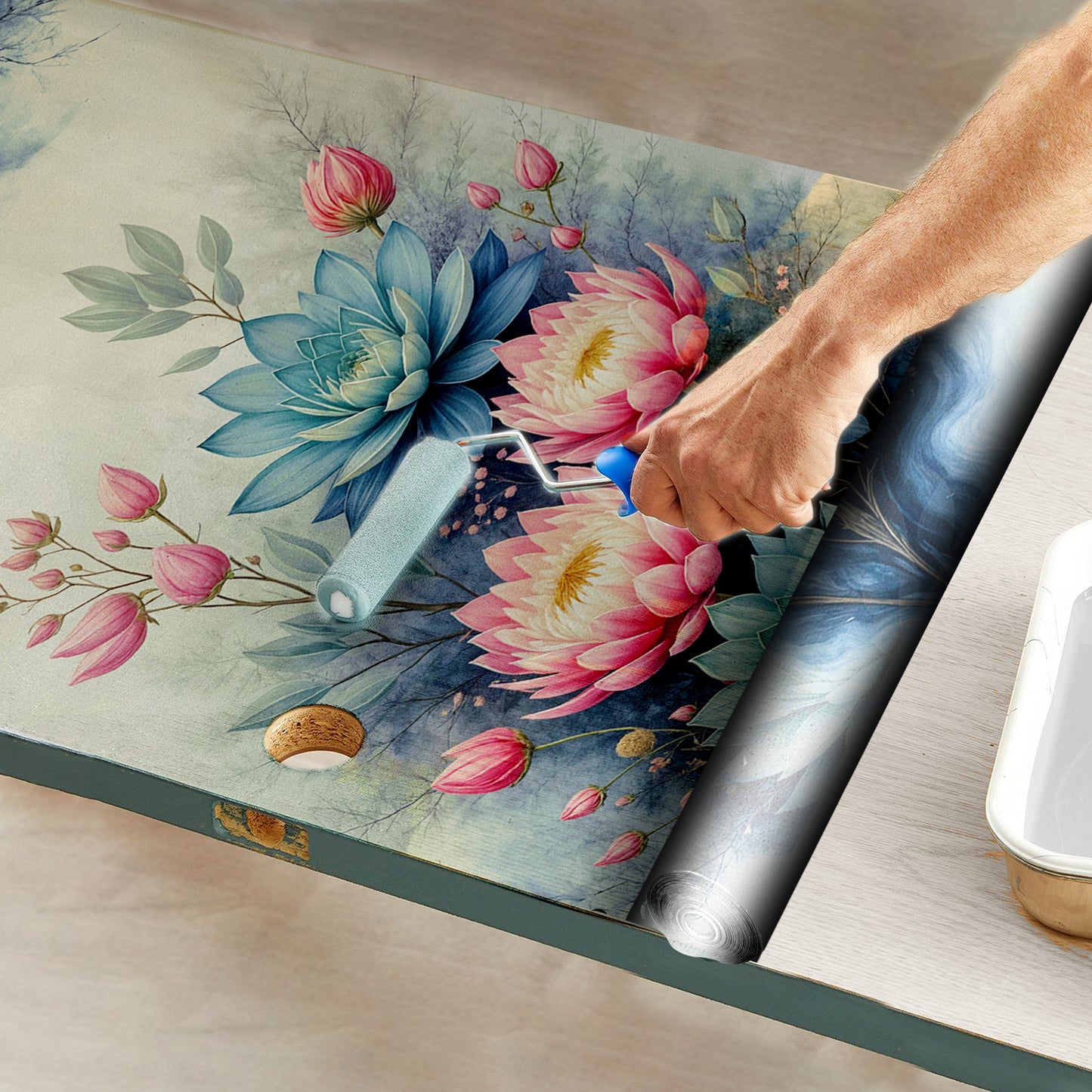 Protea & Succulent Essence Door Decoupage