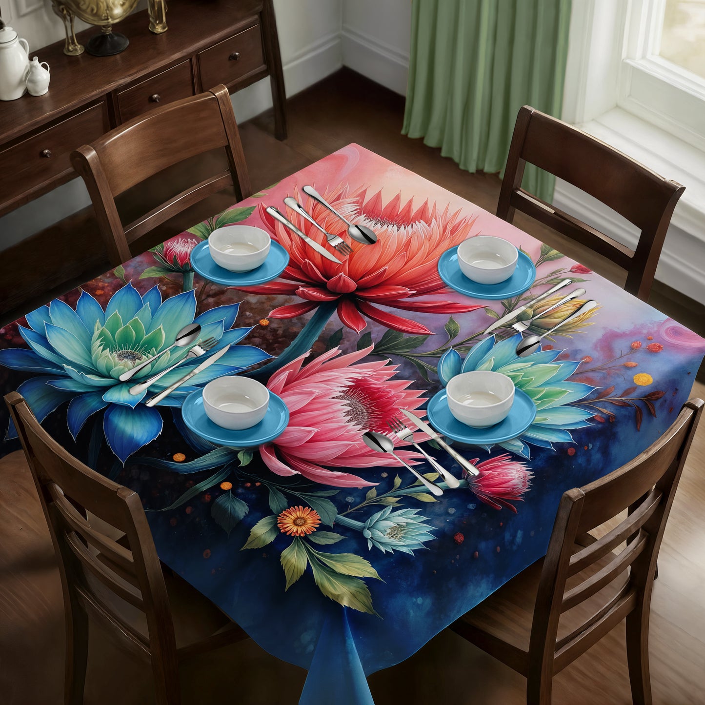 Protea & Succulent Petalscape Square Tablecloth