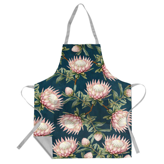 Proteas on Teal Apron   By Mark Van Vuuren