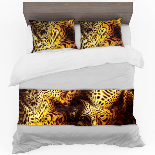 Psychedelic Gold Bed Runner and Optional Pillowcases