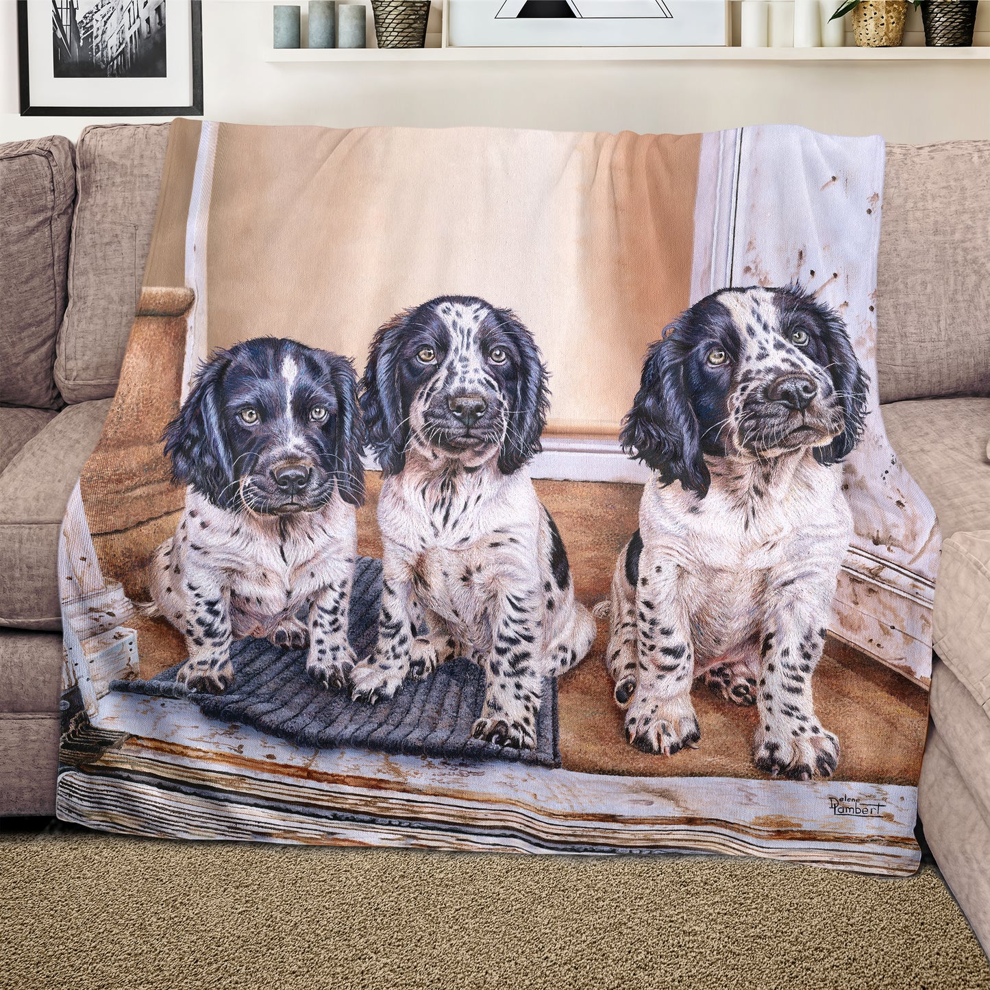 Puppies Light Weight Fleece Blanket by Delene Lambert