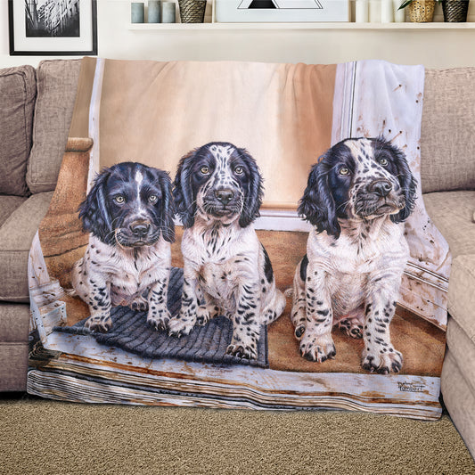 Puppies Light Weight Fleece Blanket by Delene Lambert