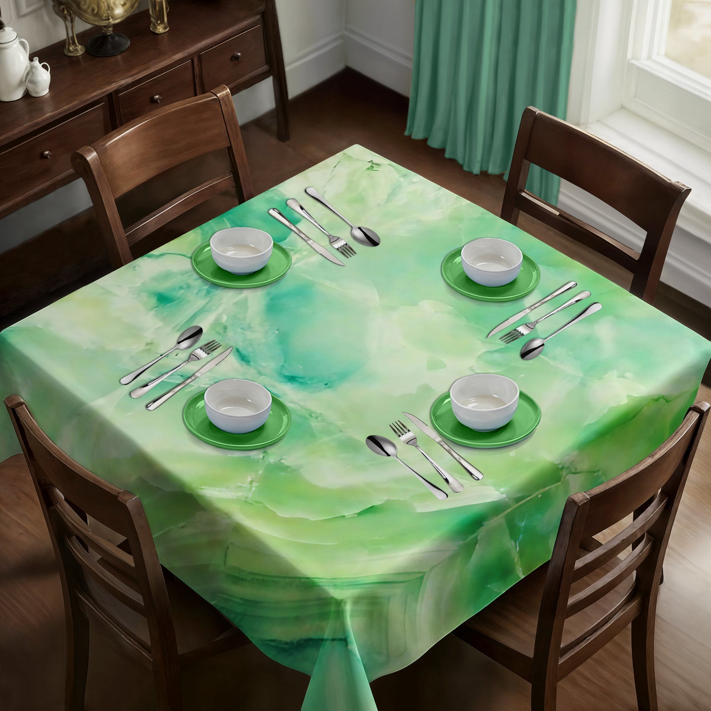 Pure Green Square Tablecloth