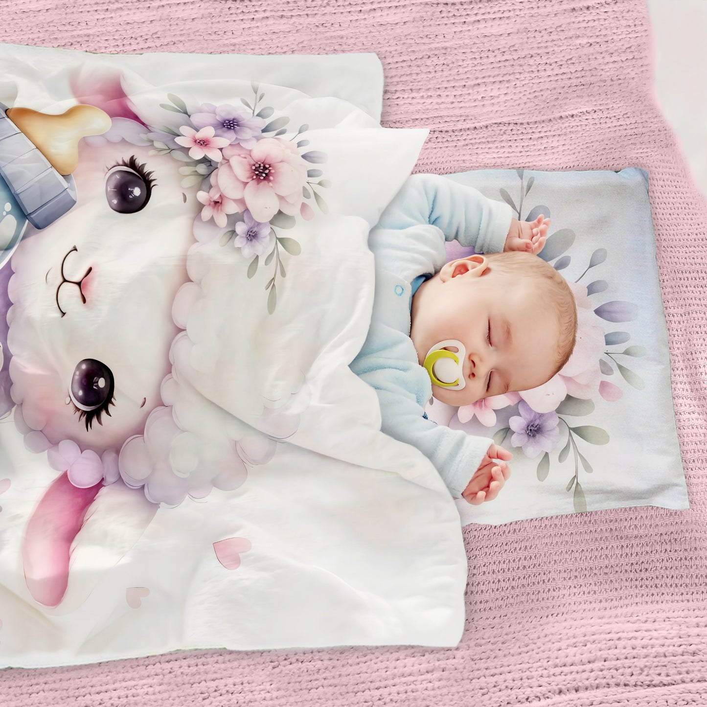 Pure White Lamb Cot Set