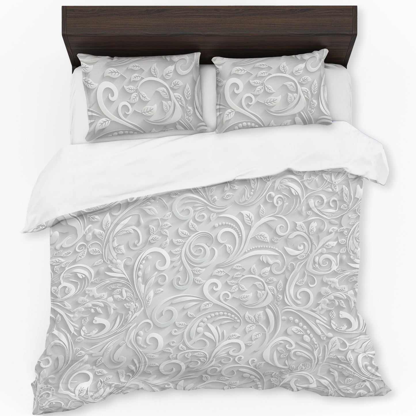 Pure White Petal Flow Duvet Cover Set