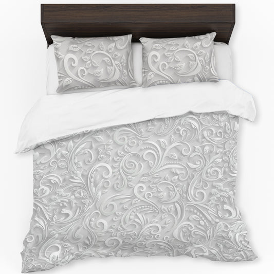 Pure White Petal Flow Duvet Cover Set