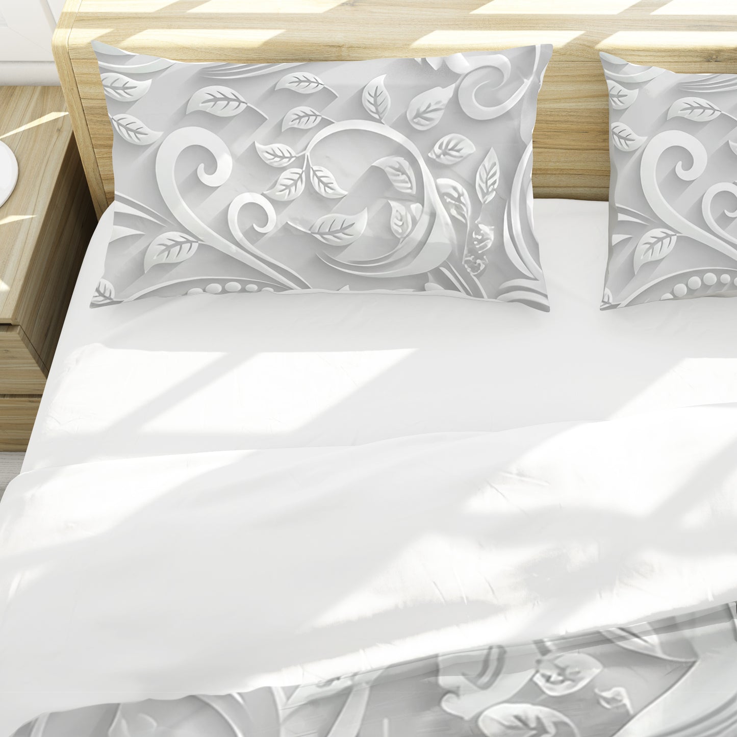 Pure White Petal Flow Duvet Cover Set