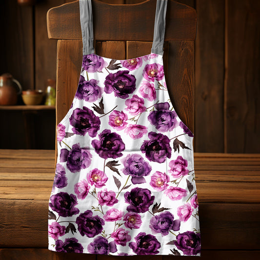 Purple Blossoms Medium Length Apron By Mark Van Vuuren