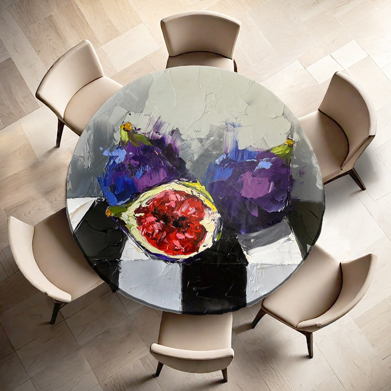 Purple Figs Round Tablecloth by Juanette Menderoi