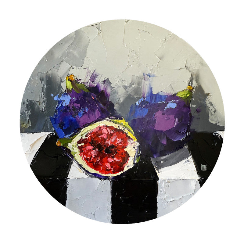 Purple Figs Round Tablecloth by Juanette Menderoi