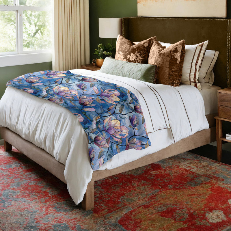 Purple Magnolia Light Bed Throw