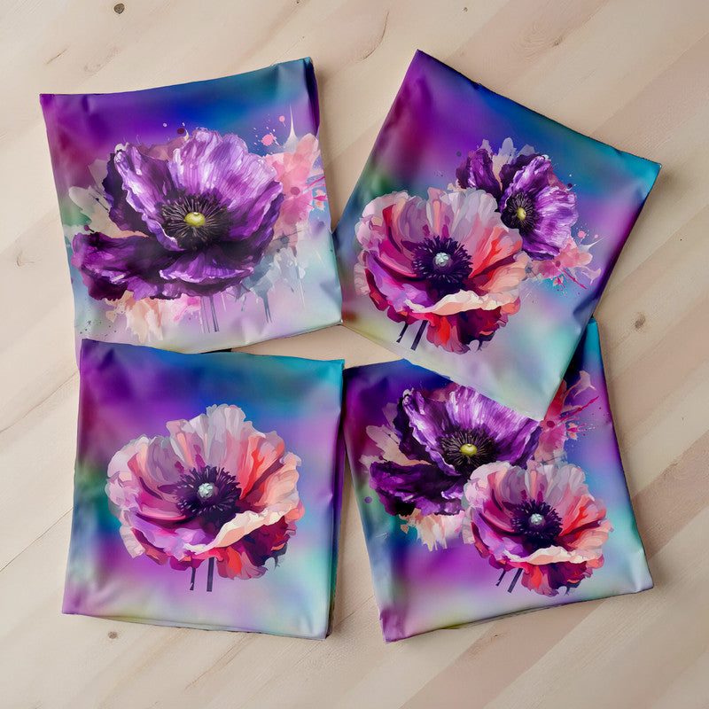 Purple Poppy Set Luxury Scatter Covers Set of 4