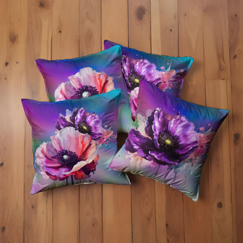 Purple Poppy Set Luxury Scatter Covers Set of 4