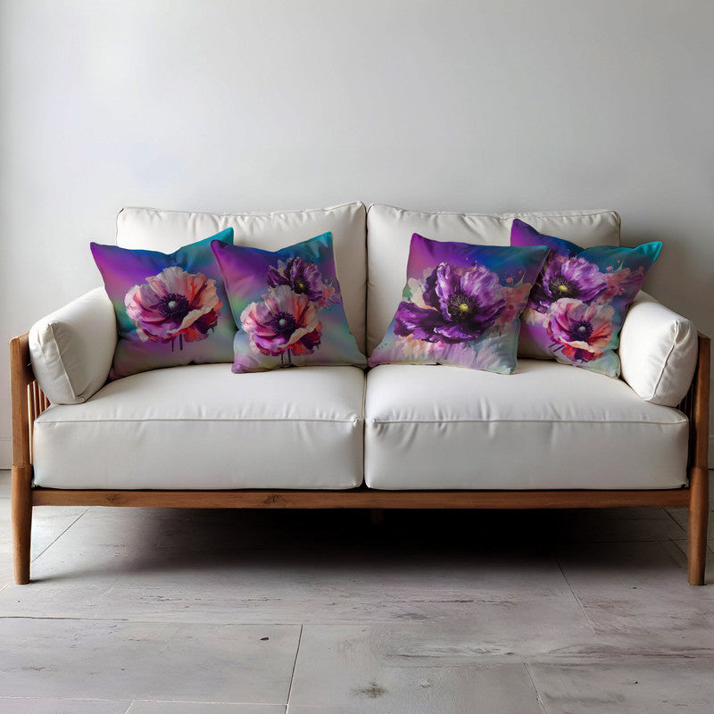 Purple Poppy Set Luxury Scatter Covers Set of 4