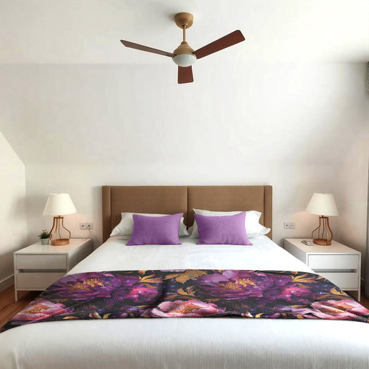 Purple Roses Light Bed Throw