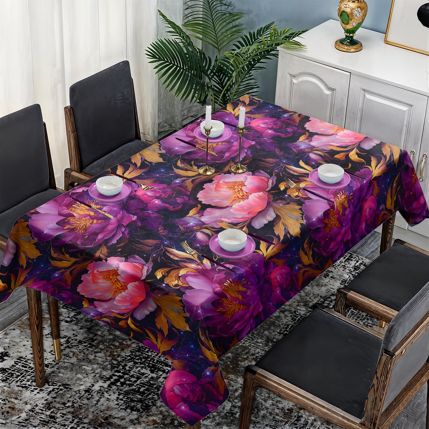 Purple And Pink Rectangle Tablecloth