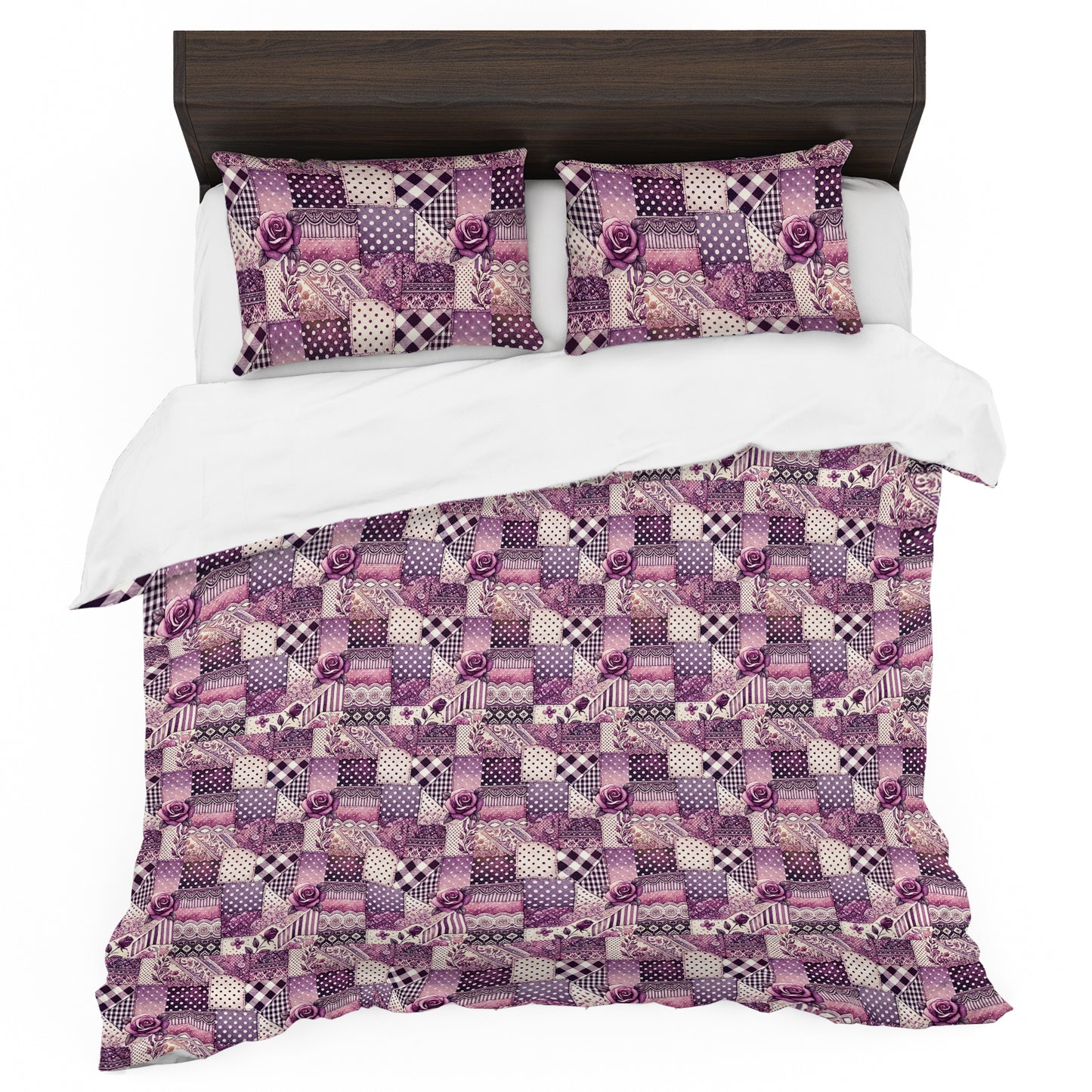 Purple Blossom Blocks Duvet Cover Set