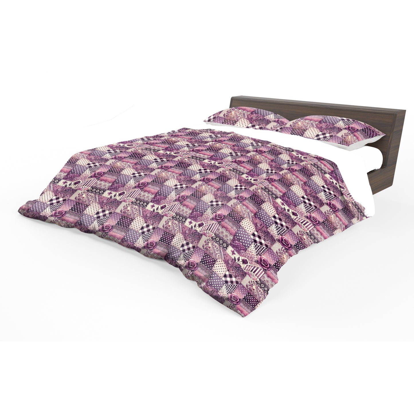 Purple Blossom Blocks Duvet Cover Set