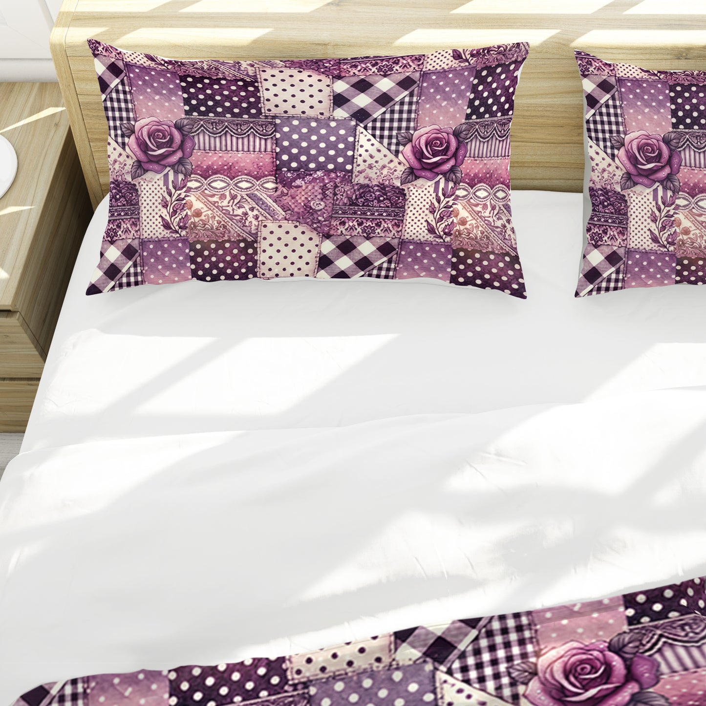 Purple Blossom Blocks Duvet Cover Set