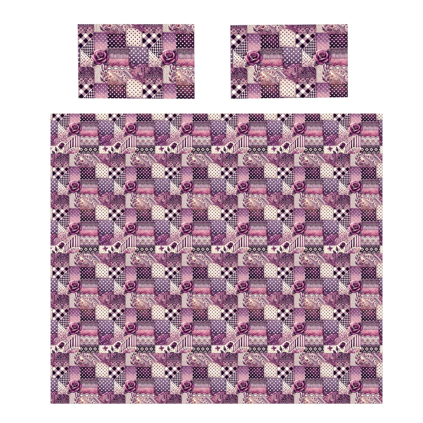 Purple Blossom Blocks Duvet Cover Set