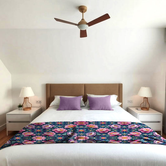 Purple Flowers Bed Throw